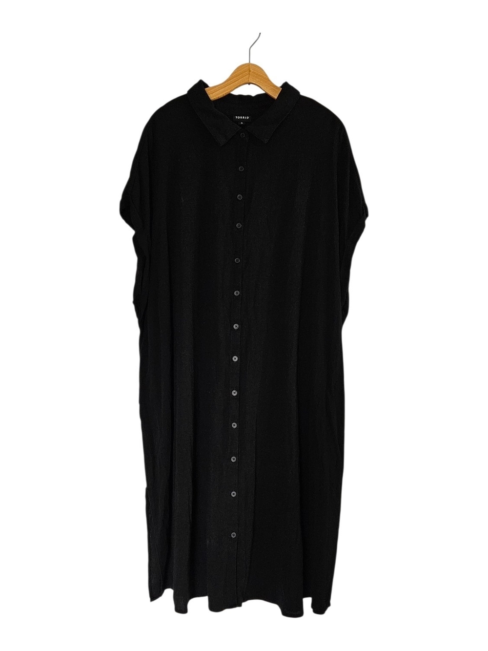 Torrid Black Midi Dress Plus Womens 3X Short Sleeve Beach Coverup Vacay Goth